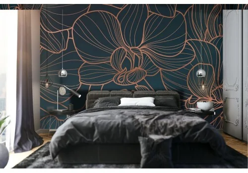 Wallpaper with stylized flowers nature