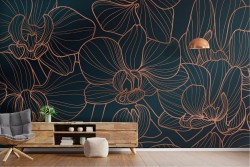 Modern Stylized Nature Flowers Wallpaper