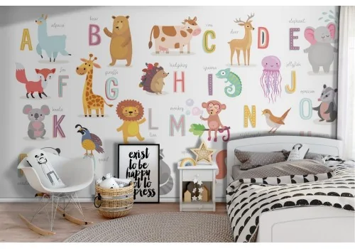 Carta da Parati alfabeto con animali illustrazione bambini