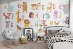 Carta da Parati alfabeto con animali illustrazione bambini