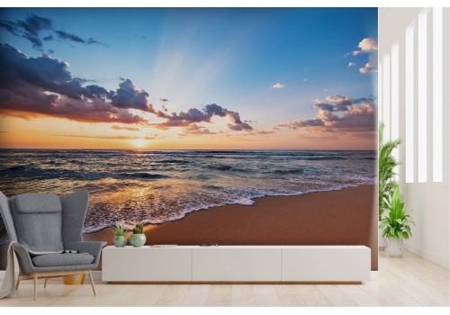 Wallpaper beach sea sunrise sunset landscape