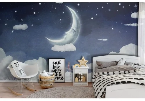 Wallpaper landscape sky with moon and child