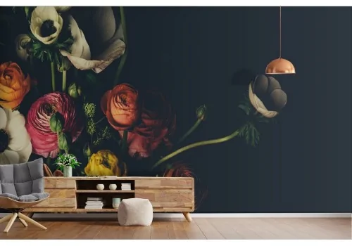 Carta da Parati fiori bouquet natura vintage