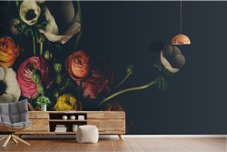 Carta da Parati fiori bouquet natura vintage