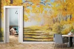 Wallpaper landscape path in the forest with stairs