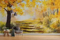 Carta da Parati paesaggio sentiero nel bosco con scale