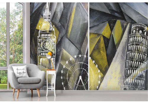 Wallpaper city stylized tourist attractions 2