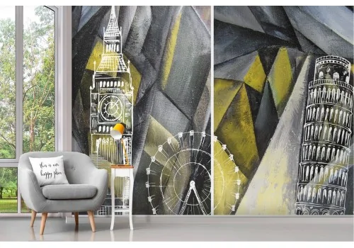 Wallpaper city stylized tourist attractions 2