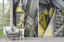 Wallpaper city stylized tourist attractions