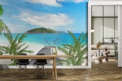 Carta da Parati spiaggia tropicale paesaggio oceano