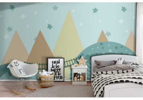 Wallpaper mountains and hills stylized landscape for children