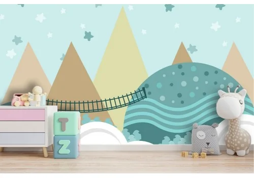 Wallpaper mountains and hills stylized landscape for children 2