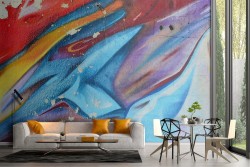 Painted brick texture wallpaper