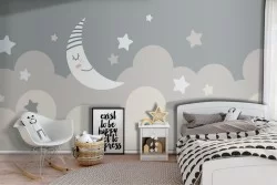 Carta da Parati luna con stelle cielo bambini