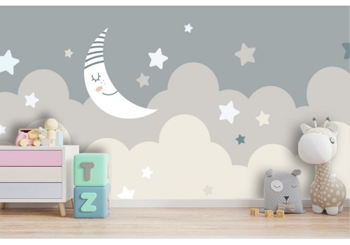 Wallpaper moon with stars sky children 2