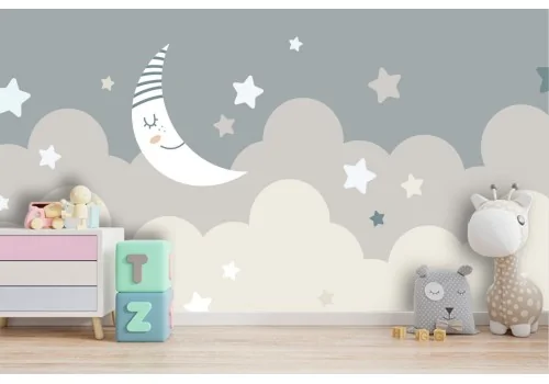 Wallpaper moon with stars sky children 2