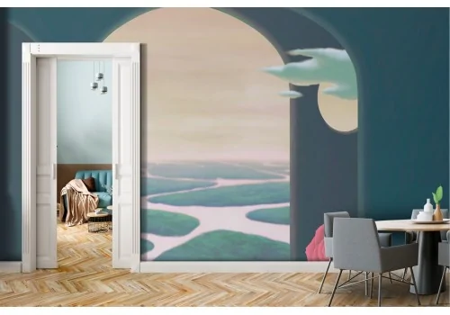 Abstract landscape painted wallpaper