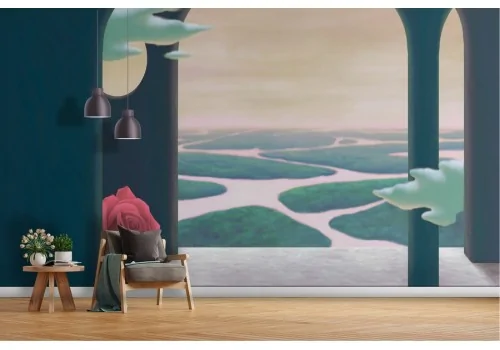 Abstract landscape painted wallpaper 2