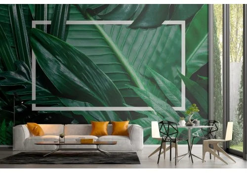 Tropical leaves wallpaper with modern design border 2