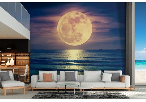 Wallpaper landscape sea with romantic moon
