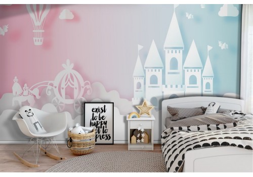 Wallpaper castle and princess carriage fantasy children