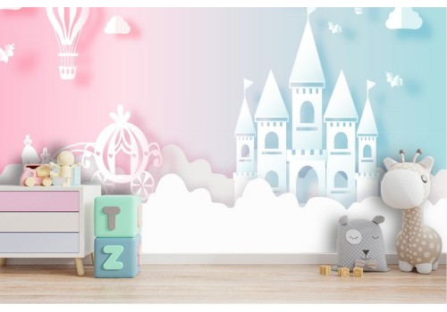 Wallpaper castle and princess carriage fantasy children 2
