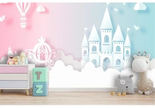 Wallpaper castle and princess carriage fantasy children 2
