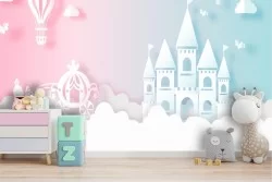 Carta da Parati castello e carrozza principesse fantasy bambini