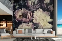 Carta da Parati fiori composizione vintage rosa bianchi