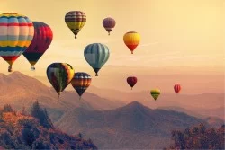 Children's Wallpaper Landscapes and Nature Mountain Landscapes Rockets Airplanes Hot Air Balloons
