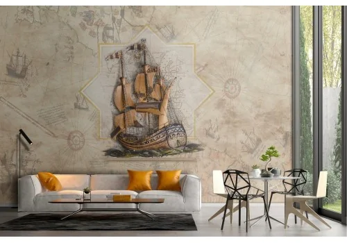 Vintage sailing ship wallpaper illustration 2