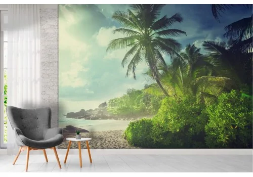 Carta da Parati spiaggia con foresta tropicale paesaggio 2