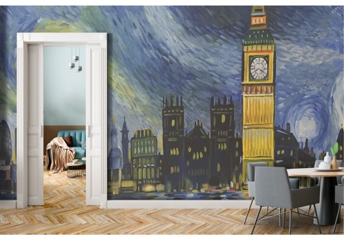London Wallpaper painted in Van Gogh style