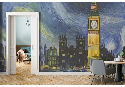 London Wallpaper painted in Van Gogh style