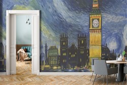 London Wallpaper painted in Van Gogh style