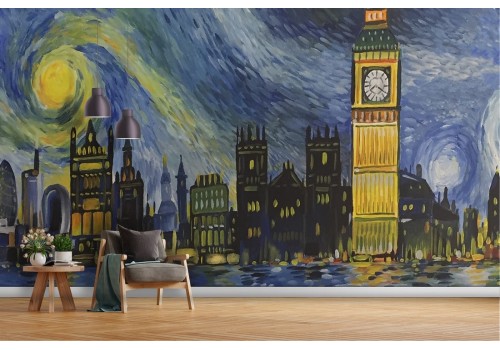 London Wallpaper painted in Van Gogh style 2