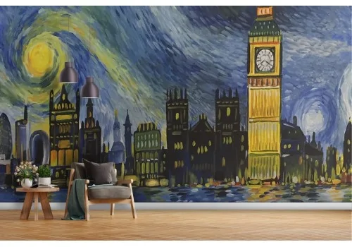 London Wallpaper painted in Van Gogh style 2