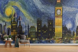 London Wallpaper painted in Van Gogh style