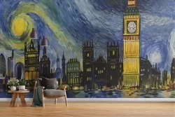 London Wallpaper painted in Van Gogh style