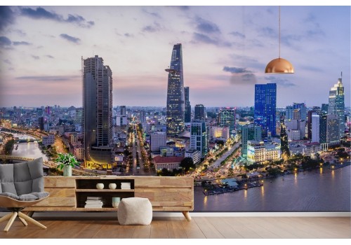 Carta da Parati città Ho Chi Minh paesaggio grattacieli