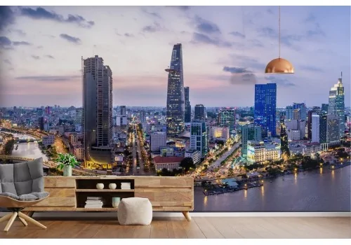 Carta da Parati città Ho Chi Minh paesaggio grattacieli
