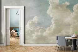 Vintage painted sky with clouds wallpaper