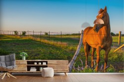 Carta da Parati campagna paesaggio con cavallo