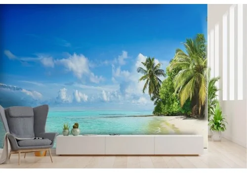 Carta da Parati spiaggia tropicale palme oceano