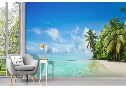 Tropical beach wallpaper palms ocean 2