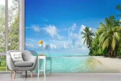 Carta da Parati spiaggia tropicale palme oceano