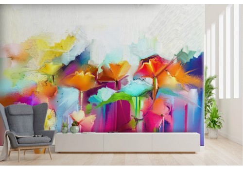 Abstract flowers wallpaper nature design painting