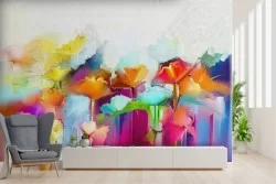 Abstract flowers wallpaper nature design painting
