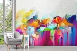 Abstract flowers wallpaper nature design painting