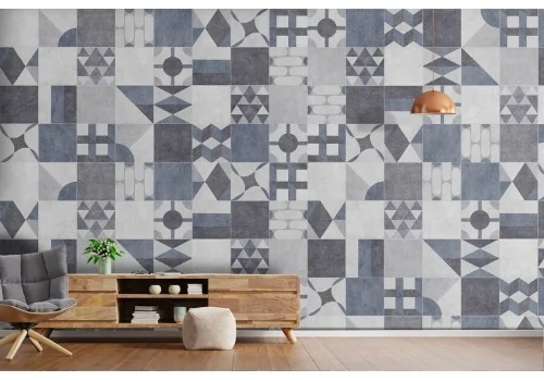 Wallpaper with geometric tile pattern surface